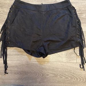 fringe suede shorts